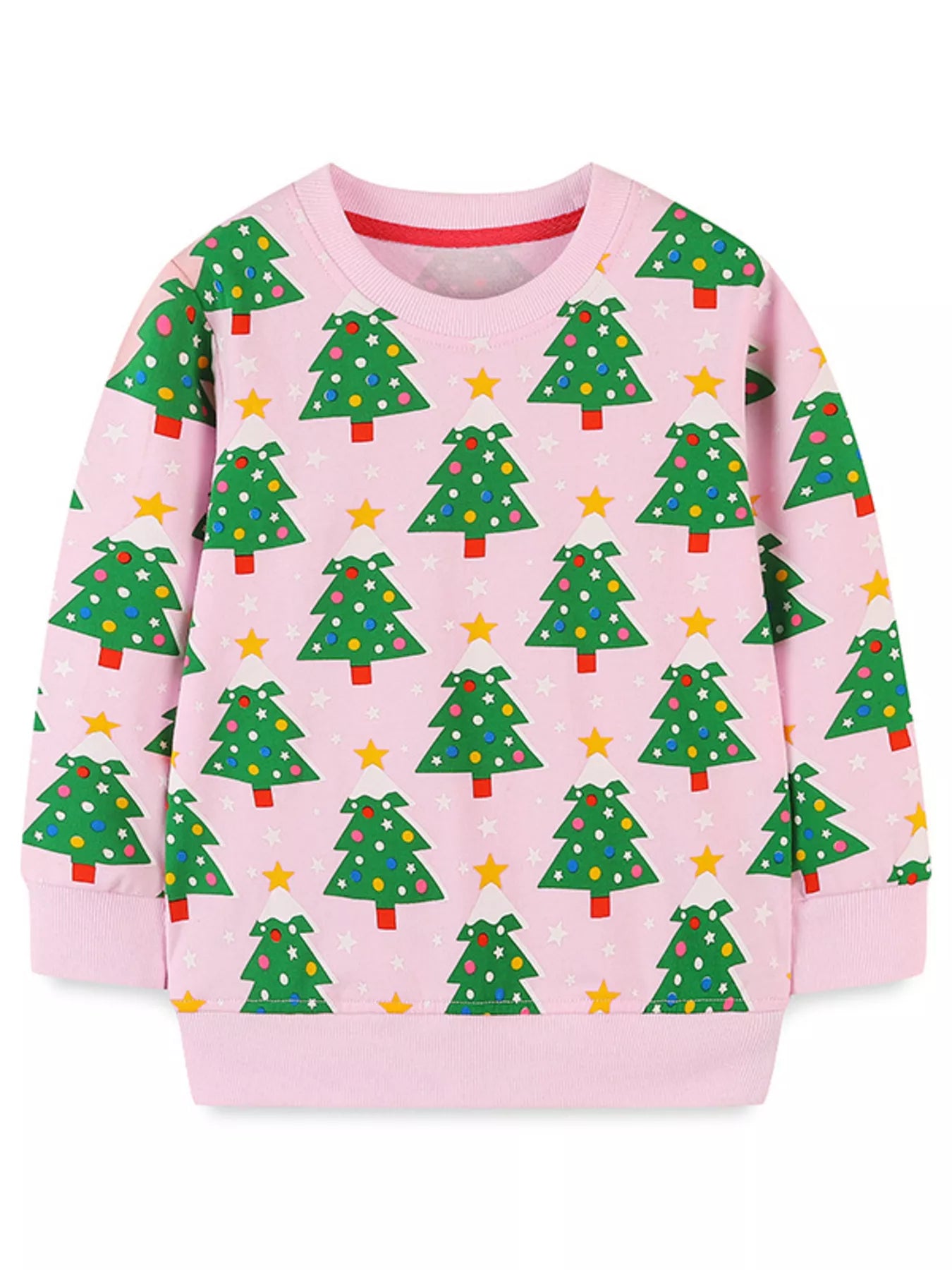 Children's Christmas Tree Print Crewneck Sweatshirt