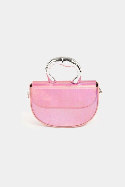 Fame Glossy Semi Circle Top Handle Bag for Chic Style