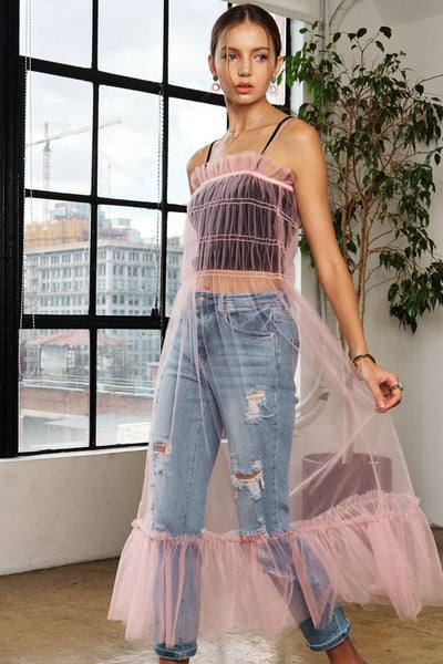 Adora Ruffled Mesh Cover-Up Dress for Trendy Summer Beachwear