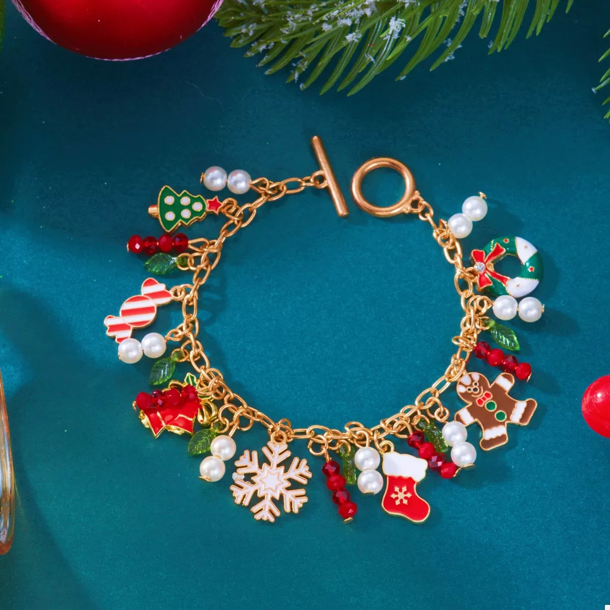 18K Gold-Plated Christmas Charm Bracelet