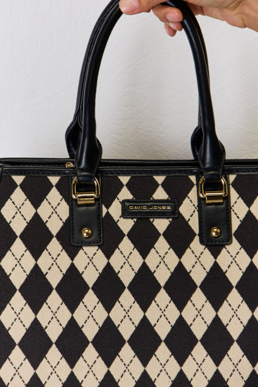 David Jones Argyle Pattern PU Leather Handbag for Style