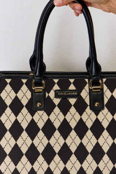 David Jones Argyle Pattern PU Leather Handbag for Style