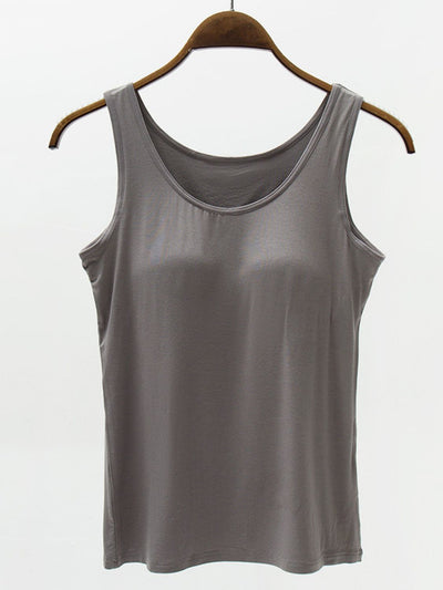 Full Size Wide Strap Model Tank with Bra