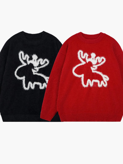 Men's Christmas Reindeer Round Neck Sweater