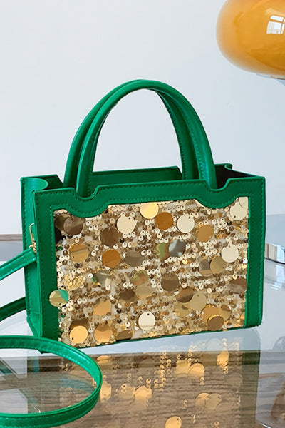 Stylish PU Leather Sequin Handbag for Fashionable Women