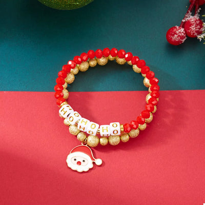 2 Piece Christmas Santa Beaded Bracelet