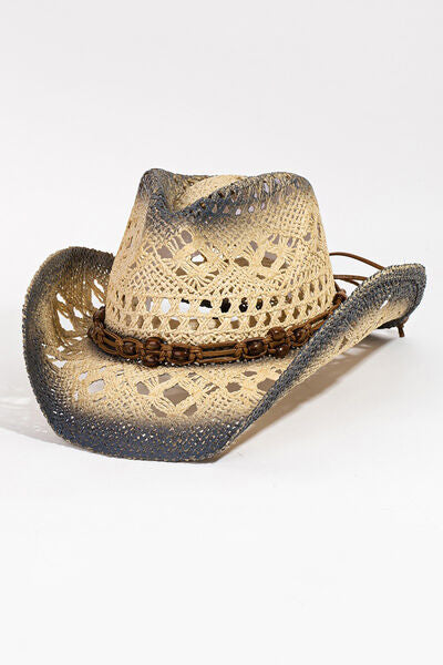 Fame Cutout Rope Strap Wide Brim Hat for Summer Style