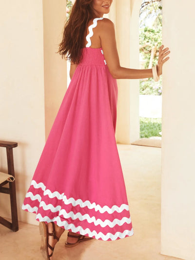 Contrast Trim Square Neck Maxi Cami Dress