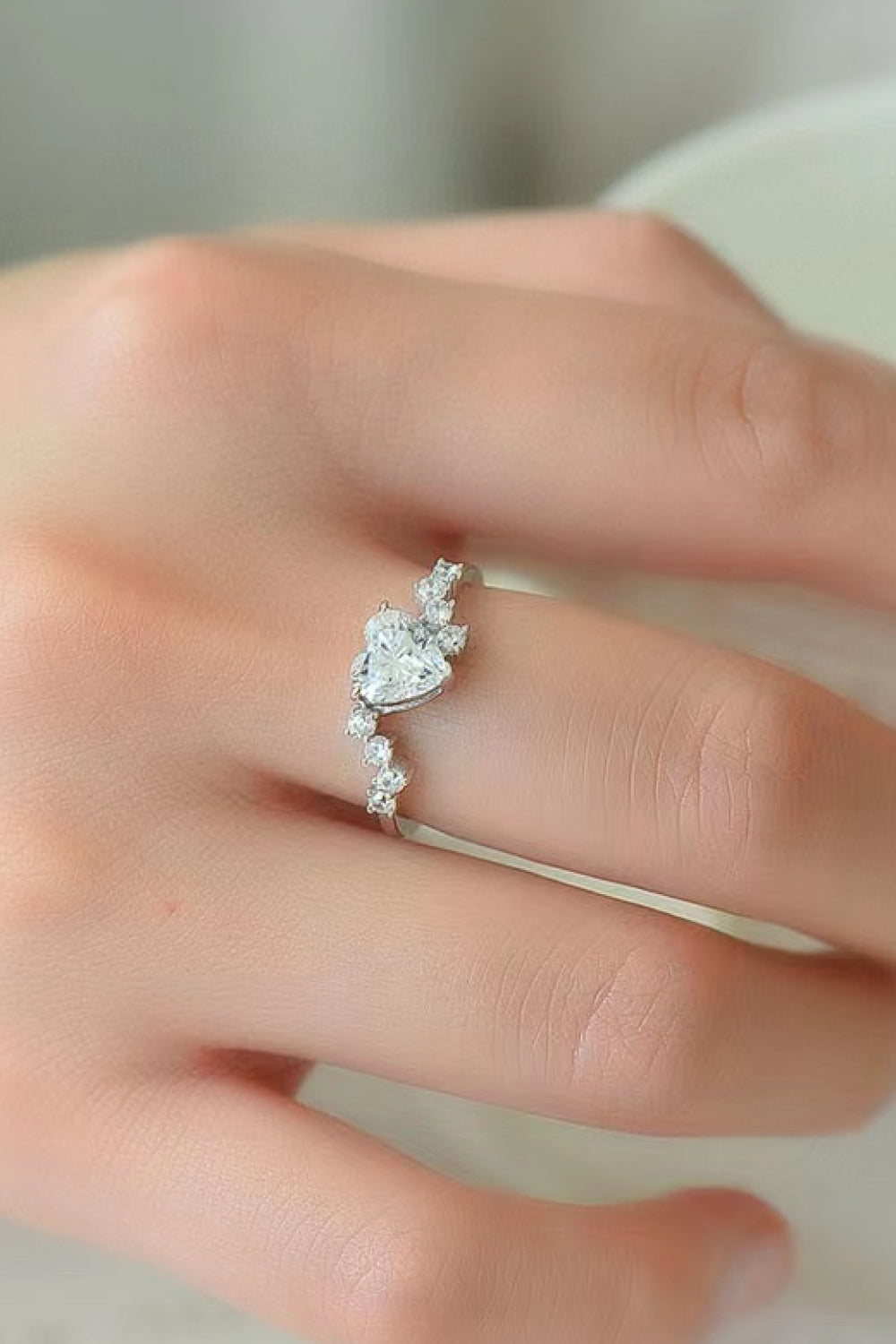 Heart-Shaped 1 Carat Moissanite Sterling Silver Ring