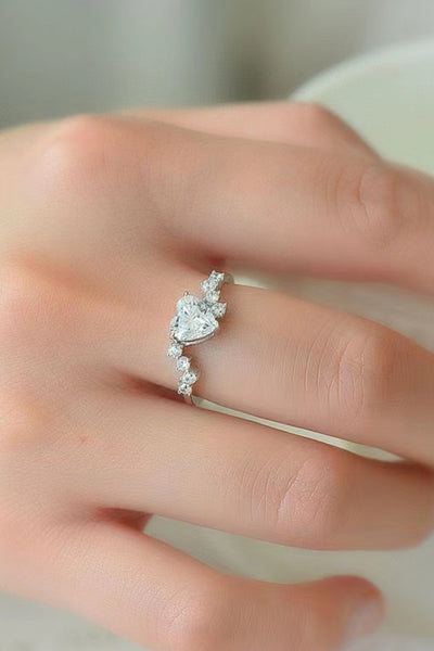 Heart-Shaped 1 Carat Moissanite Sterling Silver Ring
