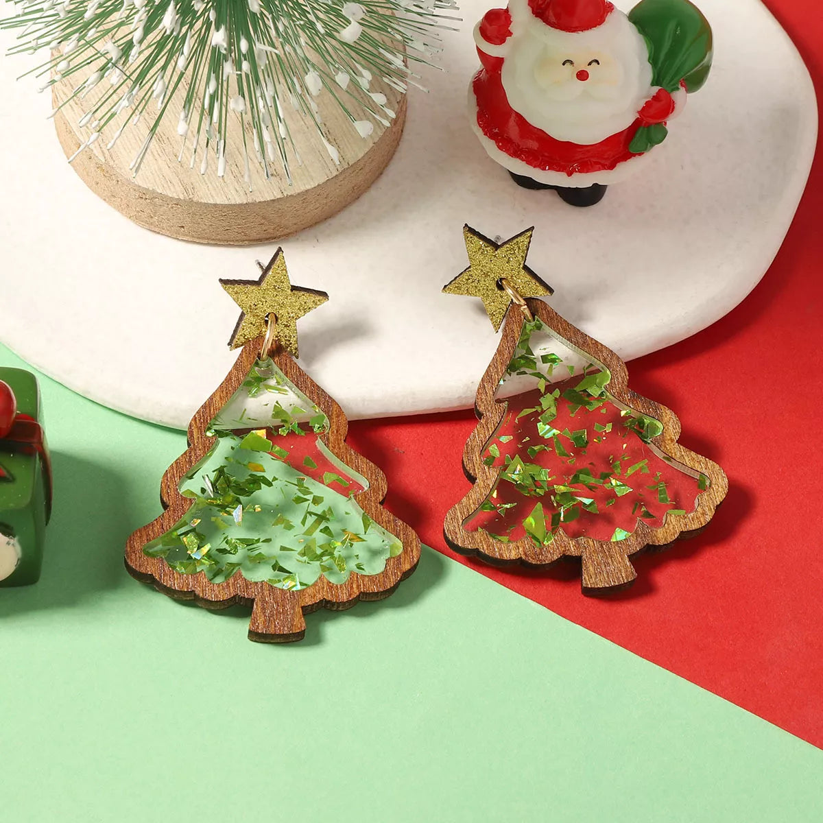 Christmas Tree Star Earrings