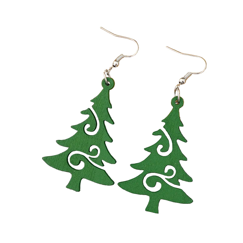 Christmas Tree Wooden Earrings