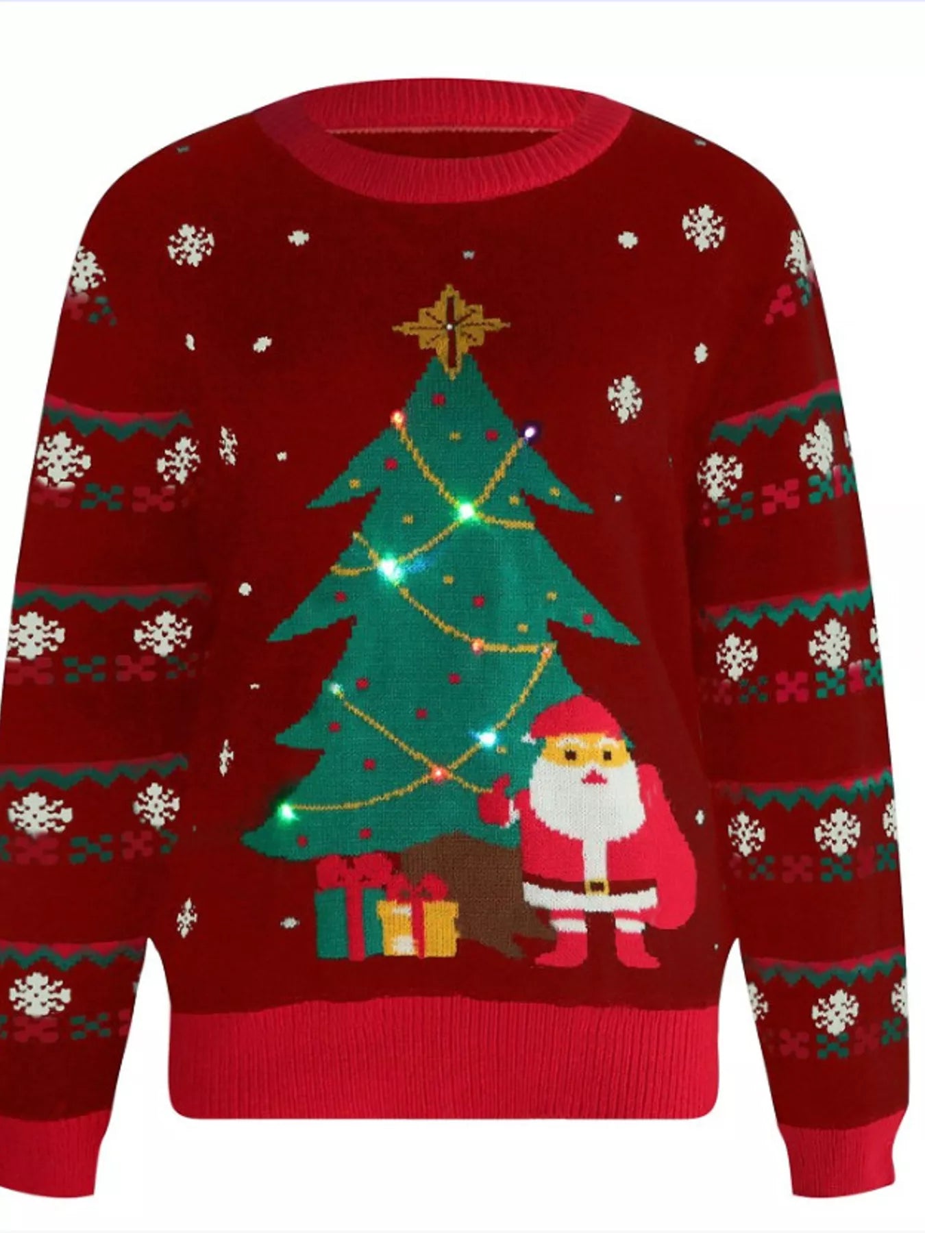 Christmas Tree Santa Round Neck Sweater