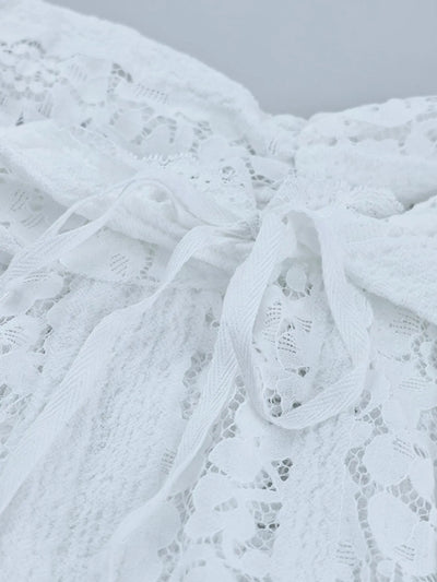 Lace Off-Shoulder Flounce Sleeve Maxi Dress