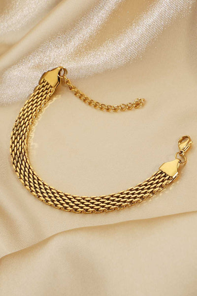 Luxurious 18K Gold-Plated Wide Chain Bracelet - Stylish Elegance