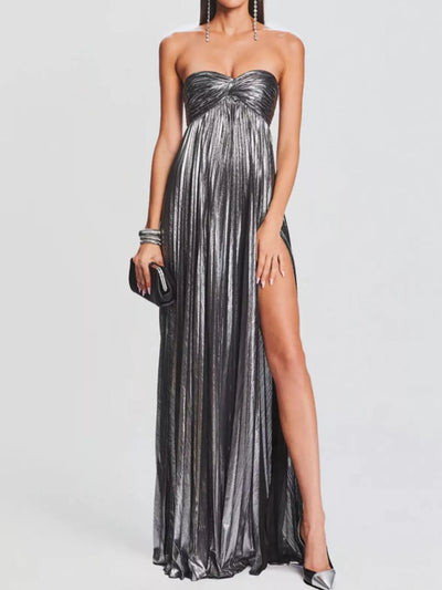 Split Sweetheart Neck Tube Maxi Dress