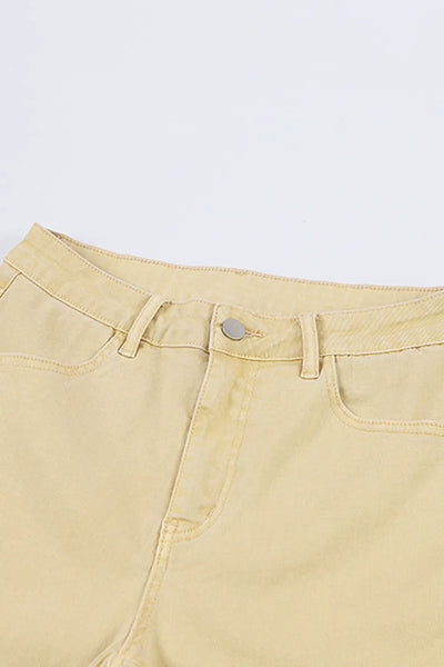 Raw Edge Mid Waist Flared Jeans