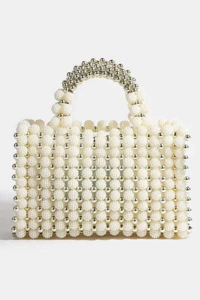 Fame Metallic and Pearl Cluster Beaded Handbag
