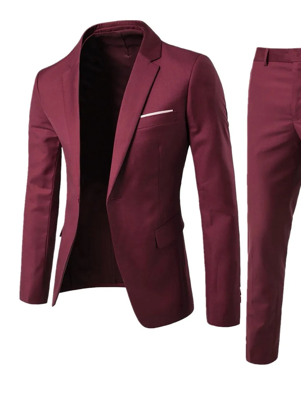 Men's Full Size Slim Fit One Button Top and Pants Two-Piece Blazer Set Plus Size