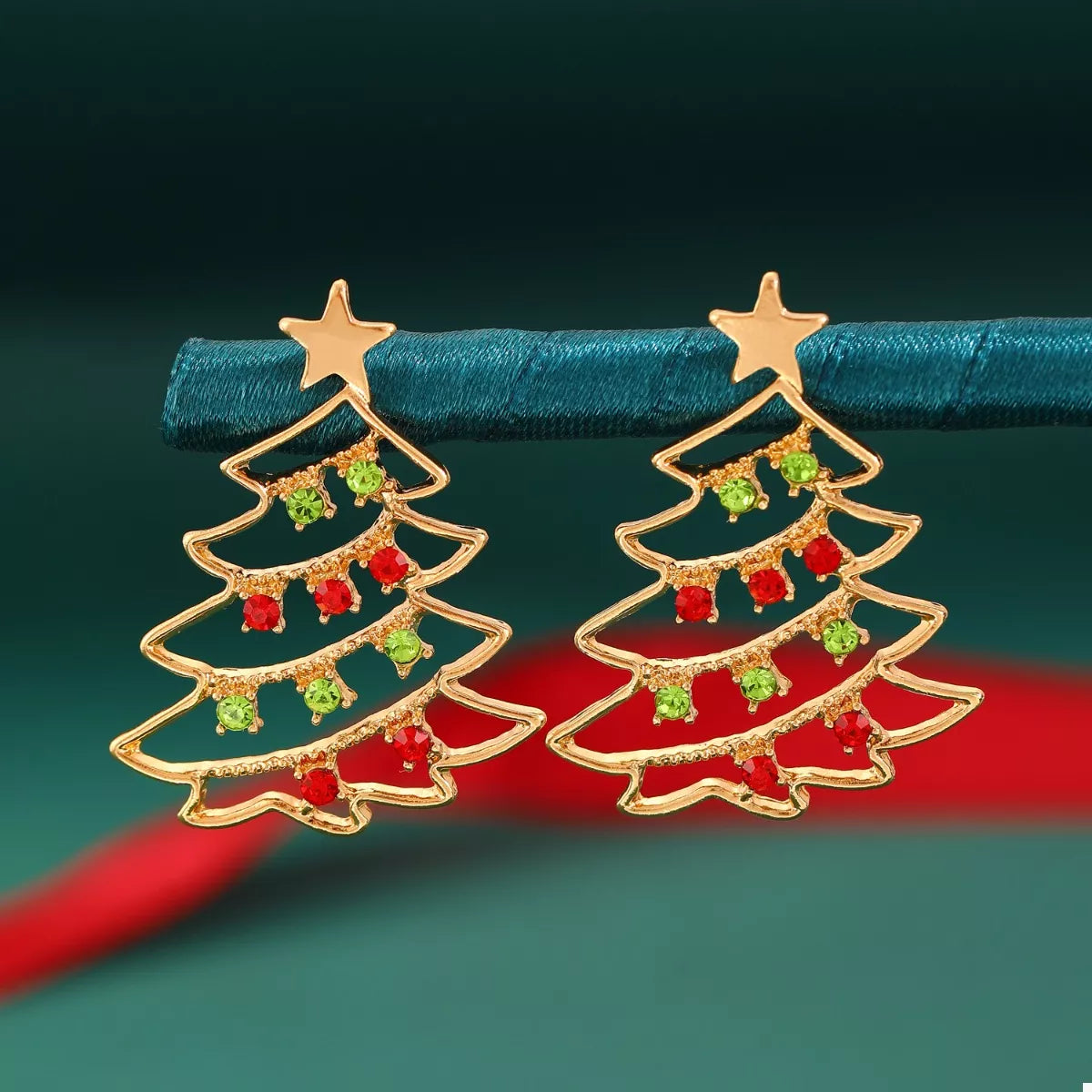 18K Gold-Plated Christmas Tree Earrings