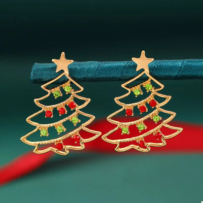 18K Gold-Plated Christmas Tree Earrings