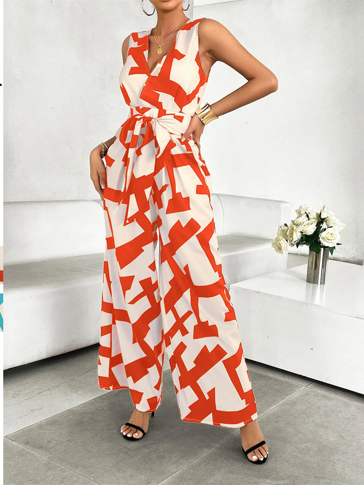 Printed Wide Leg Jumpsuit