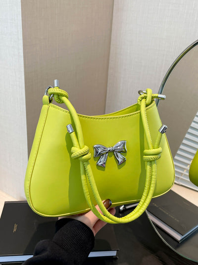 Chic Bow PU Leather Knotted Strap Handbag for Any Occasion