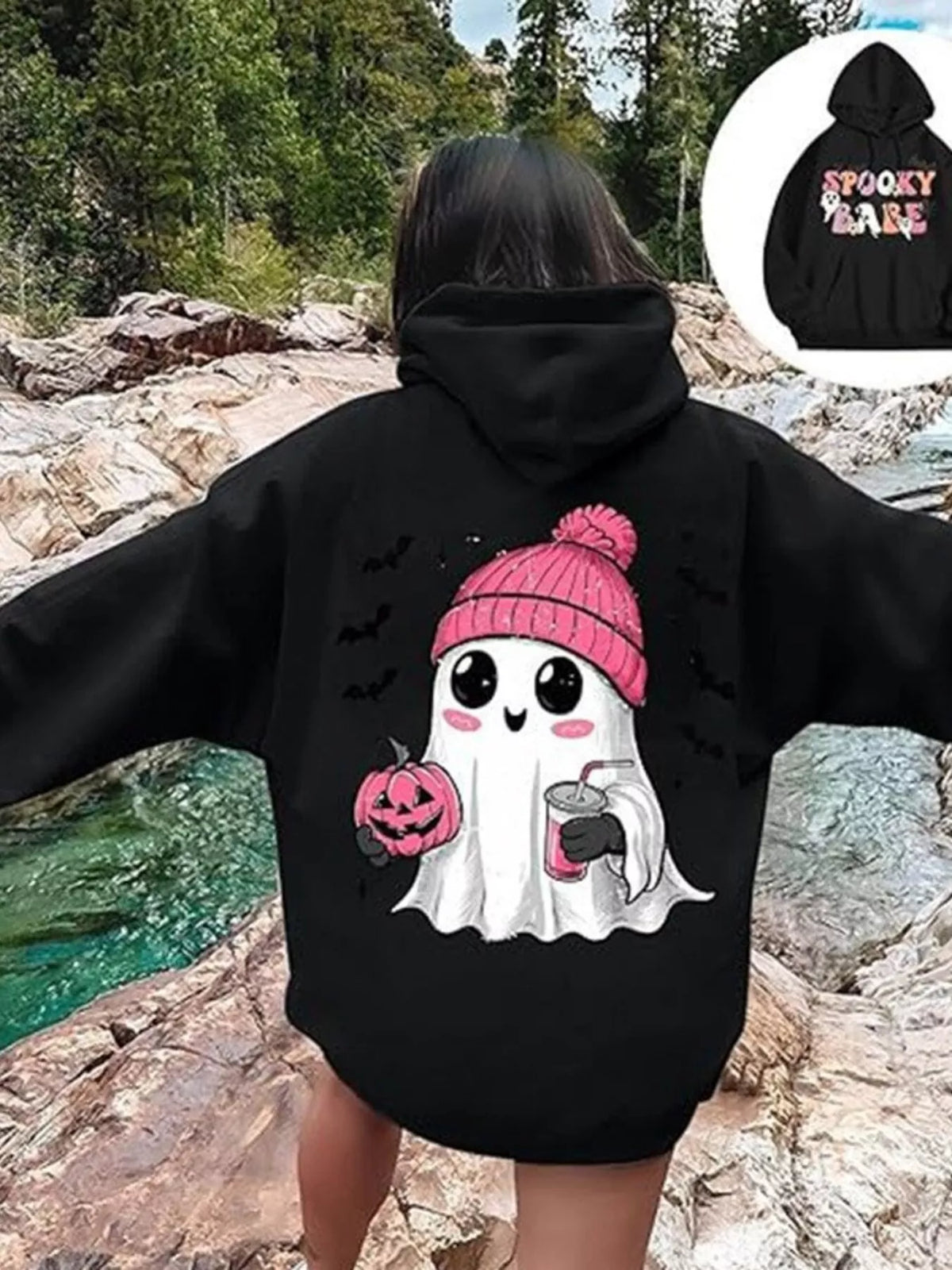 Full Size Halloween Graphic Long Sleeve Hoodie Plus Size