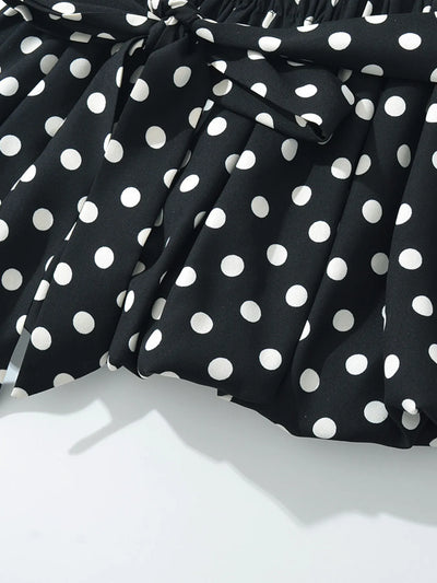 Polka Dot One-Shoulder Top and Mini Skirt Set