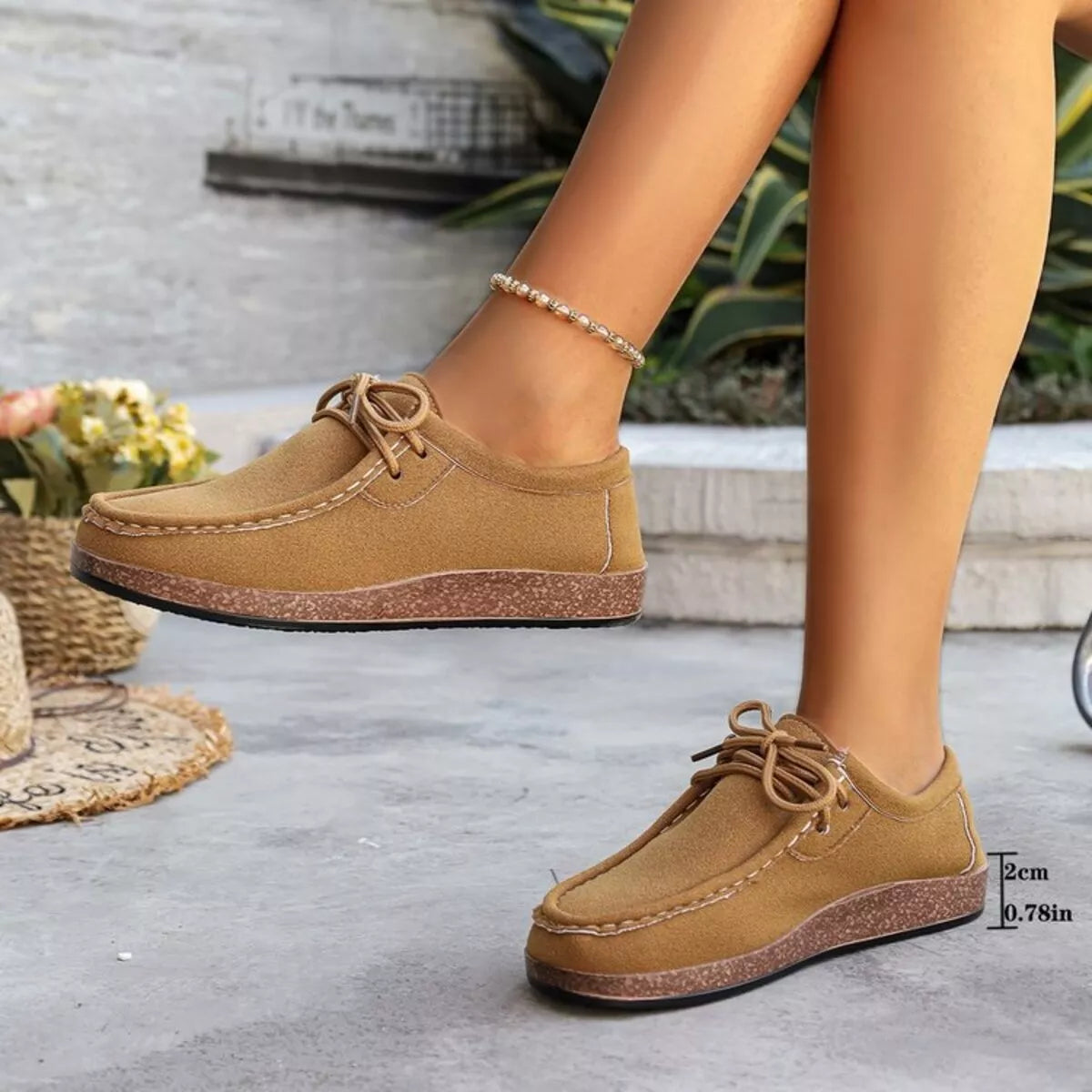 Round Toe Lace Up Slip-Ons