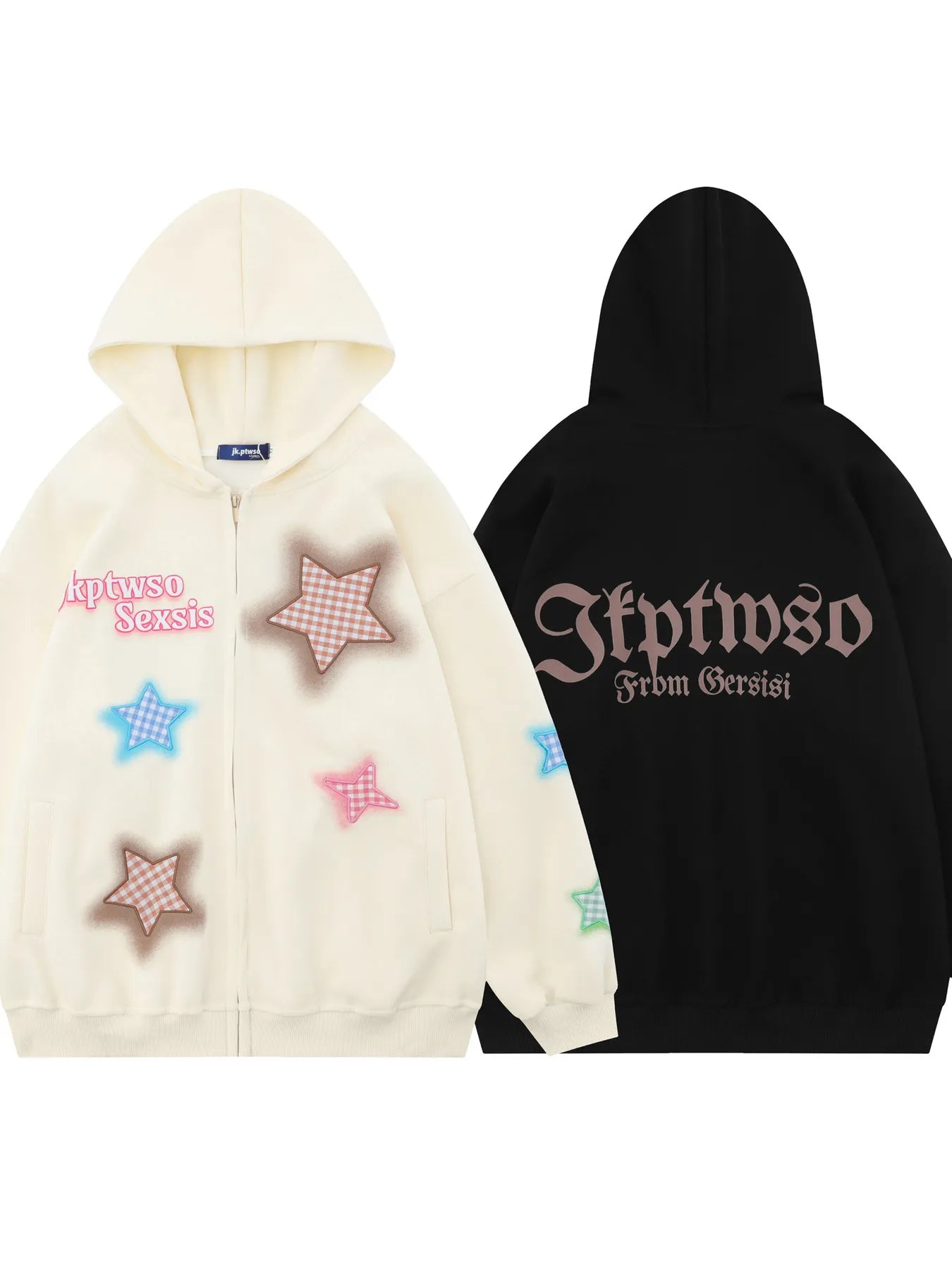 Men's Star Zip Up Long Sleeve Hoodie