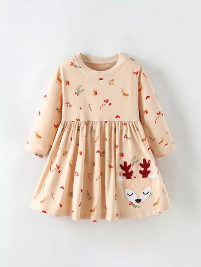 Children's Reindeer Long Sleeve Dress