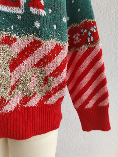 Christmas Letter Round Neck Long Sleeve Sweater