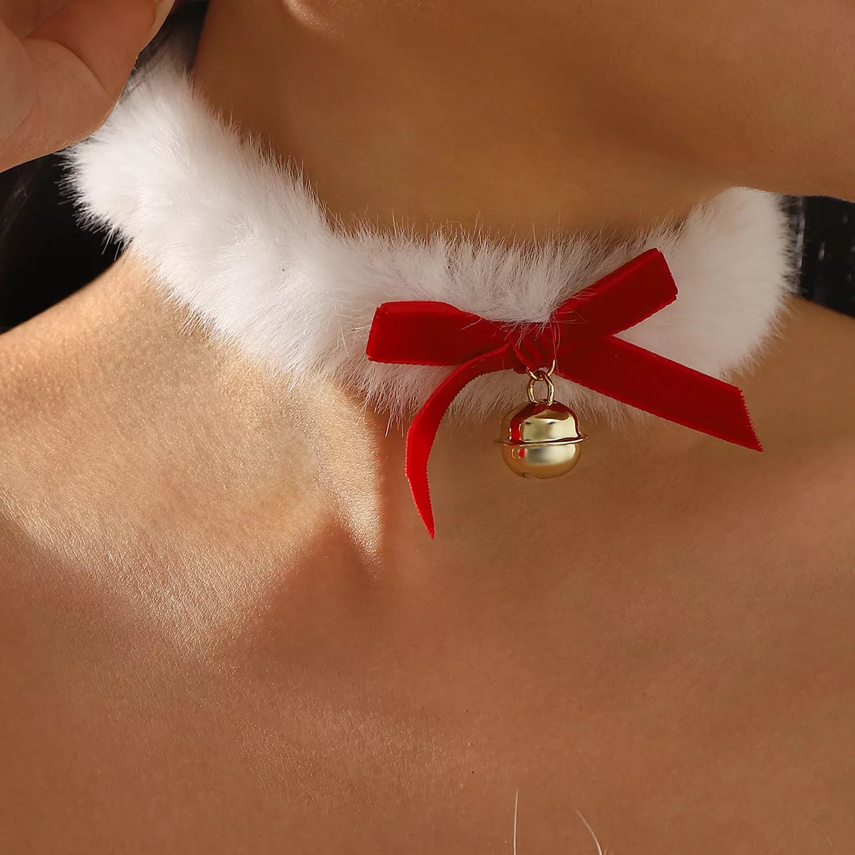 Christmas Choker Necklace with Red Bow