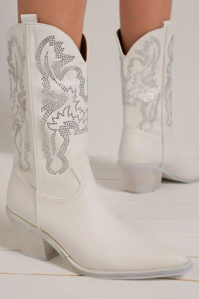 Glamorous Rhinestone Point Toe Boots - Stylish & Elegant
