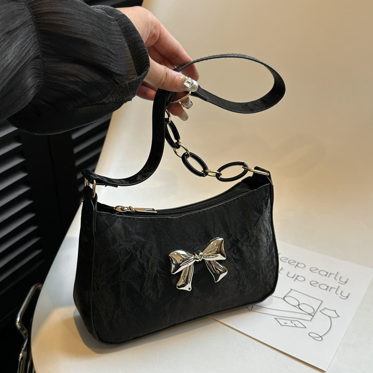 Chic Bow PU Leather Shoulder Bag for Stylish Women