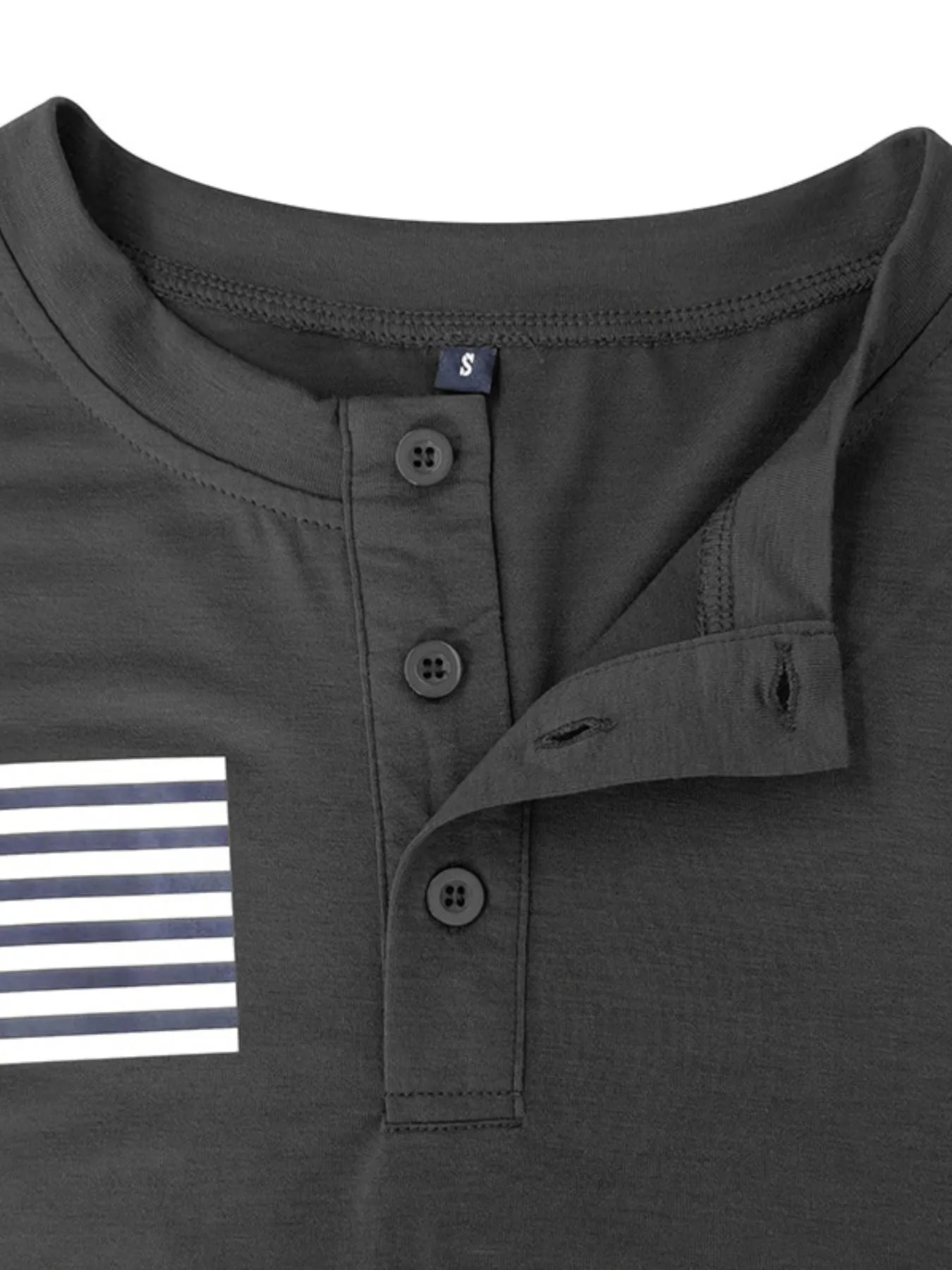 Men's American Flag Short Sleeve Henley Top