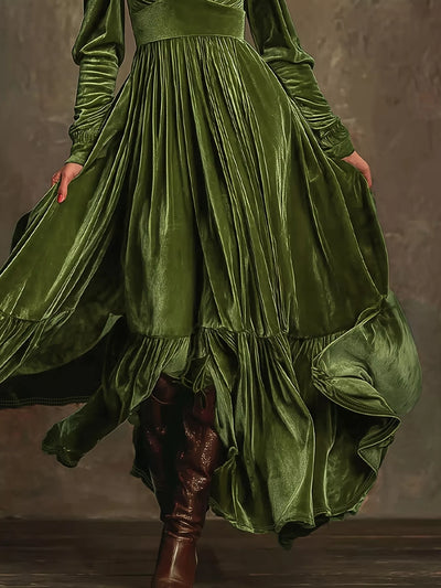 Ruffled Hem Long Sleeve Dress