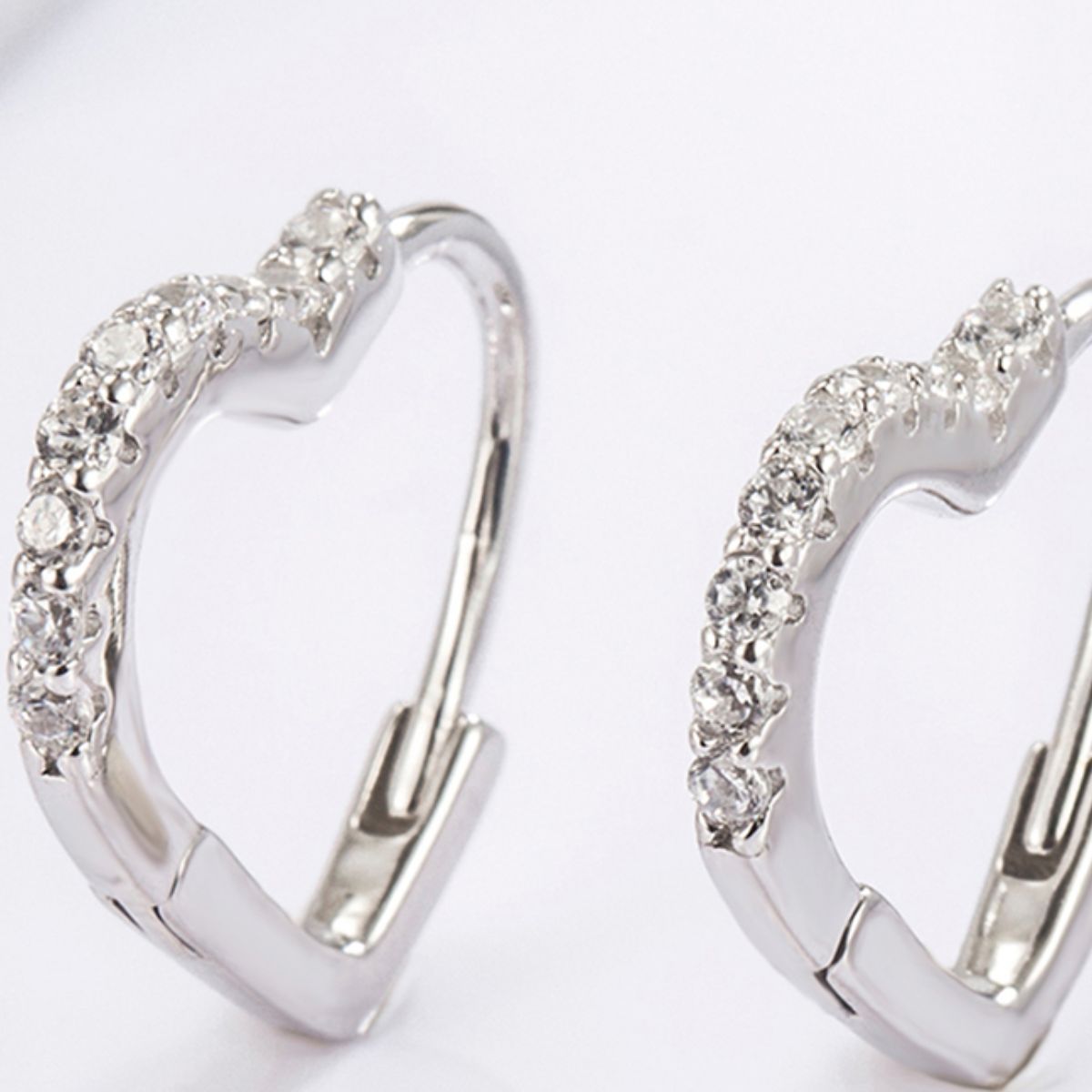 Timeless Heart-Shaped Zircon Earrings in Sterling Silver