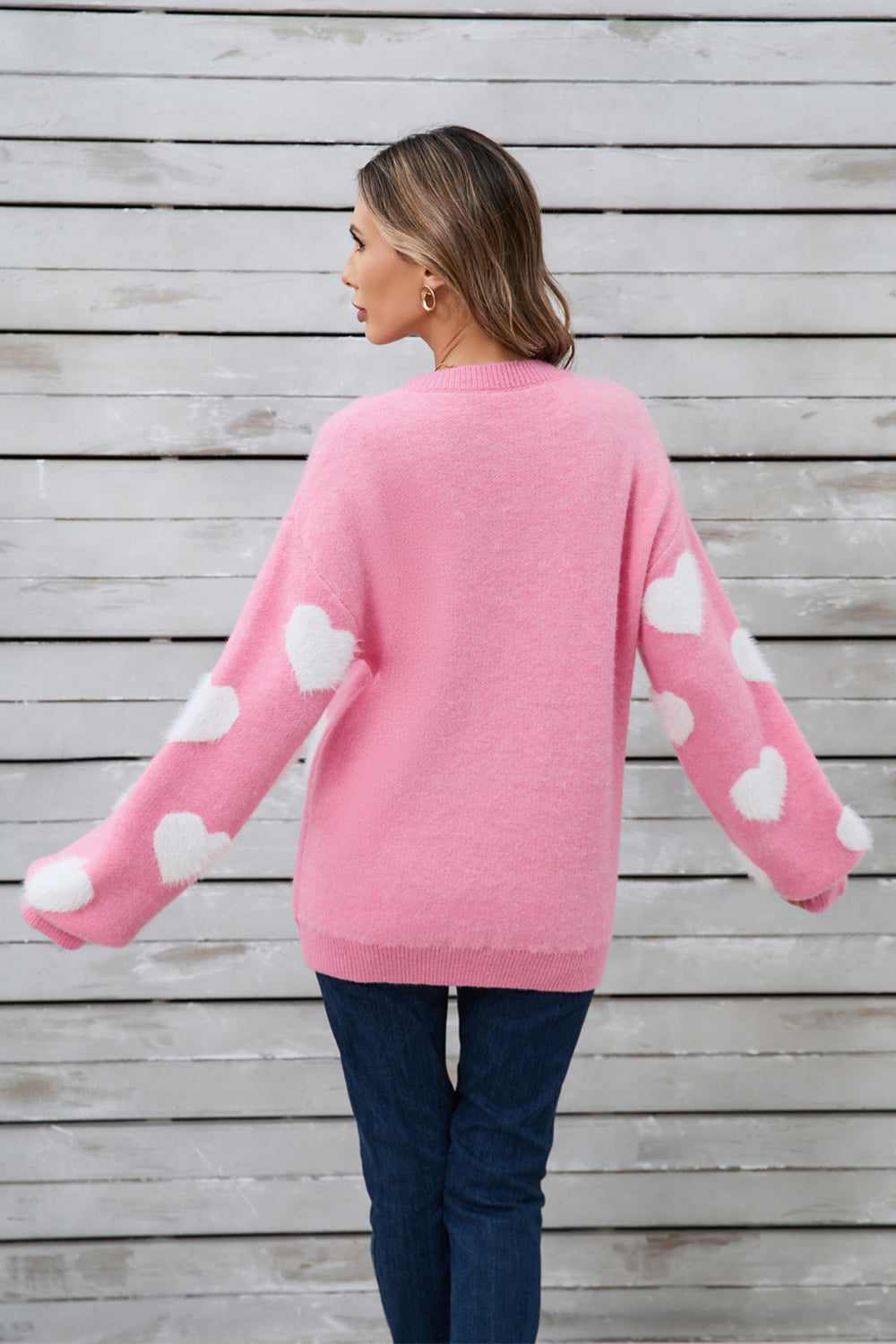 Cozy Angel Wings Heart Sweater with Trendy Dropped Shoulders