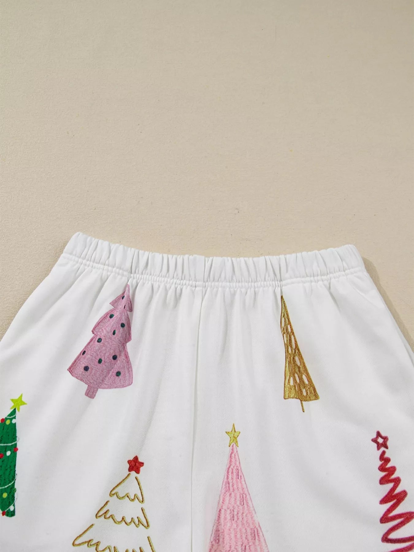 Christmas Tree Round Neck Top and Shorts Set