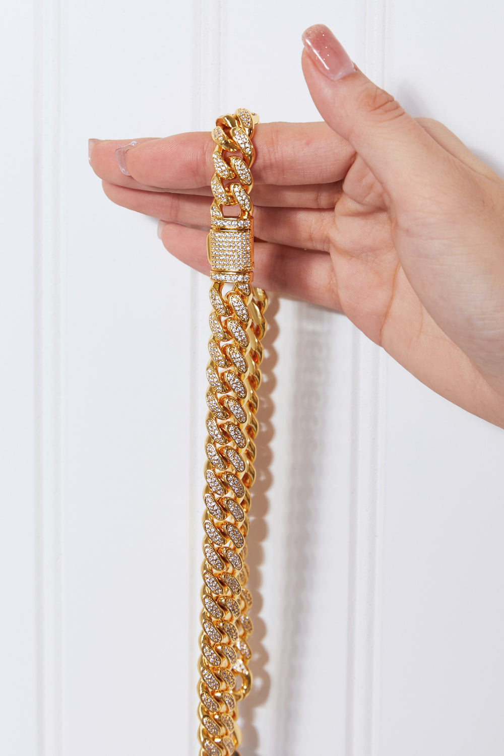 Elegant Brass Curb Chain Necklace with Cubic Zirconia Sparkle