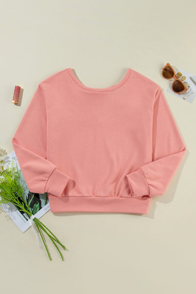 Chic Bow Round Neck Sweatshirt - Soft, Casual, and Versatile