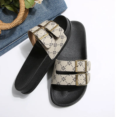 Open Toe Double Buckle Sandals