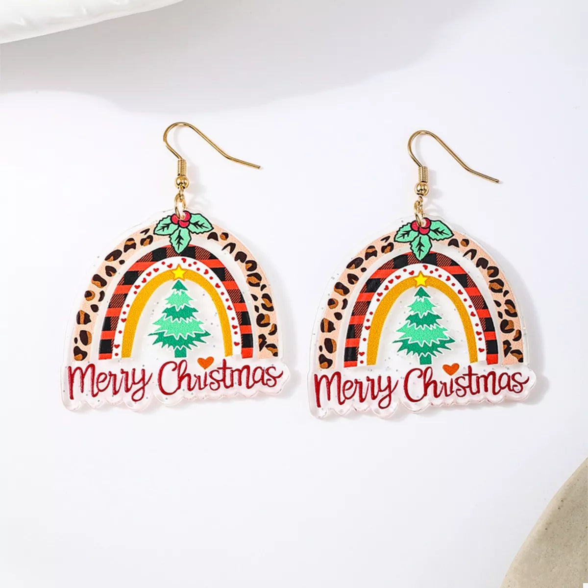 Christmas Rainbow Dangle Earrings