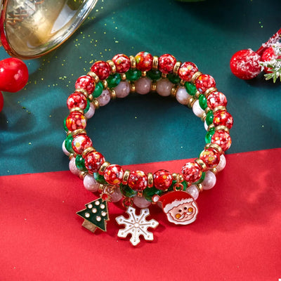 3 Piece Christmas Charm Beaded Bracelet