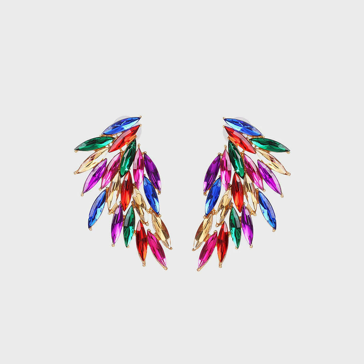 Stylish Alloy Acrylic Wing Earrings with Vibrant Color Gradient