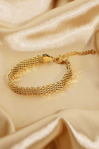Luxurious 18K Gold-Plated Wide Chain Bracelet - Stylish Elegance