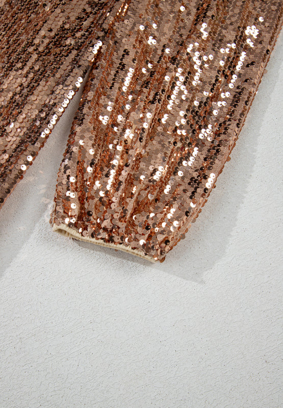 Glamorous Backless Sequin Mini Dress with Long Sleeves