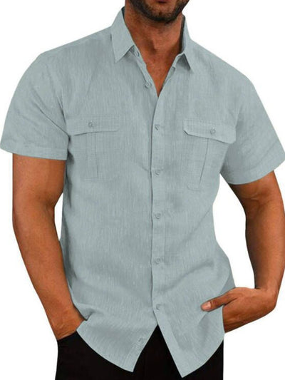 Men's Plus Size Collared Neck Short Sleeve Shirt for Comfort